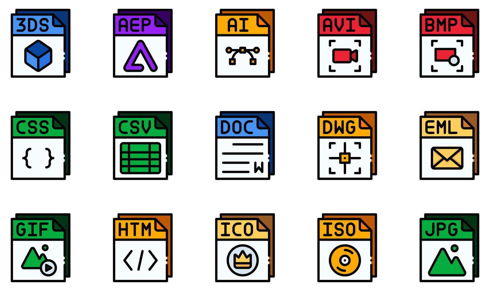 Set of Vector Icons Related to Files. Contains such Icons as Avi Fileds File, Ai File, Avi File, Doc File, Gif File, Jpg File and more.