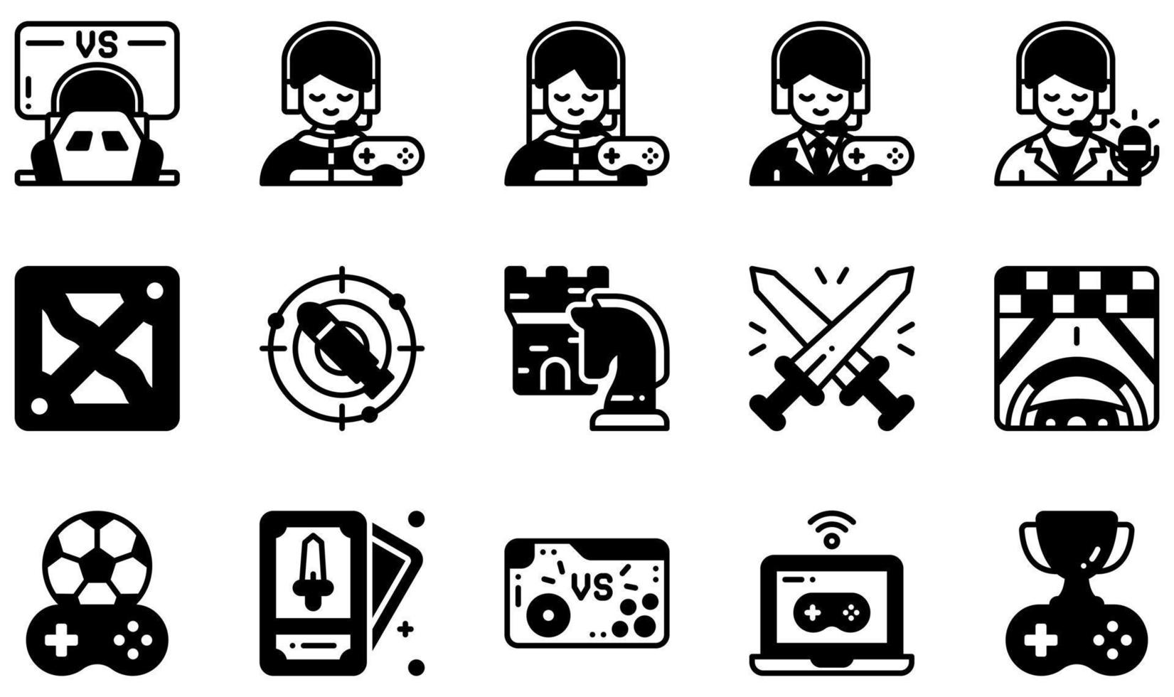 Set of Vector Icons Related to Esports. Contains such Icons as Esports, Coaching, Fighting Game, Racing Game , Mobile Game, Online Gaming and more.