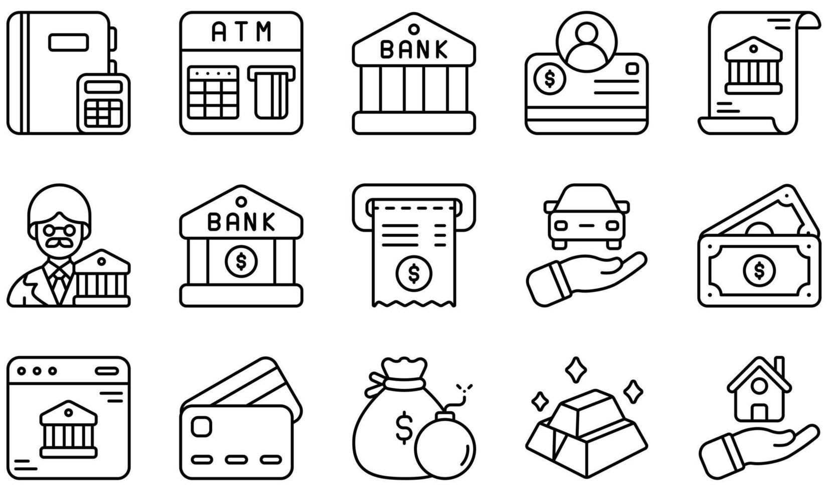 Set of Vector Icons Related to Banking. Contains such Icons as Accounting, Bank, Bank Account, Bank Statement, Banking, Banker and more.