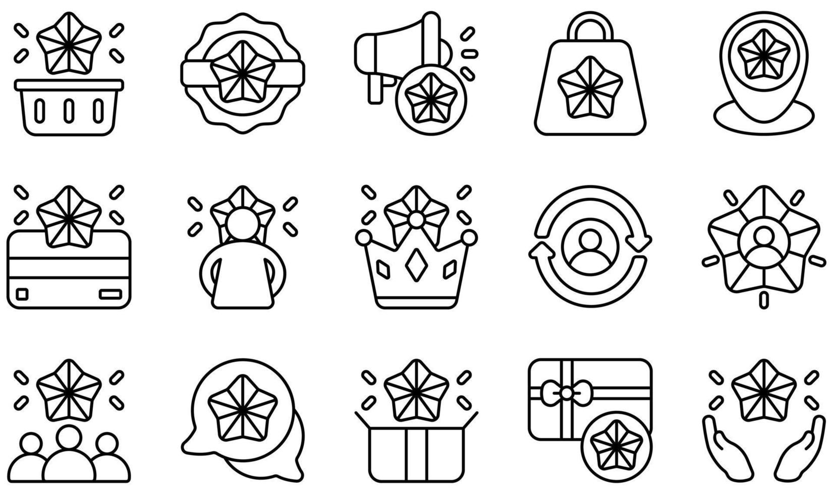 conjunto de iconos vectoriales relacionados con la lealtad del cliente. contiene íconos como marca, reconocimiento de marca, compromiso, posicionamiento de marca, cliente, comentarios y más. vector