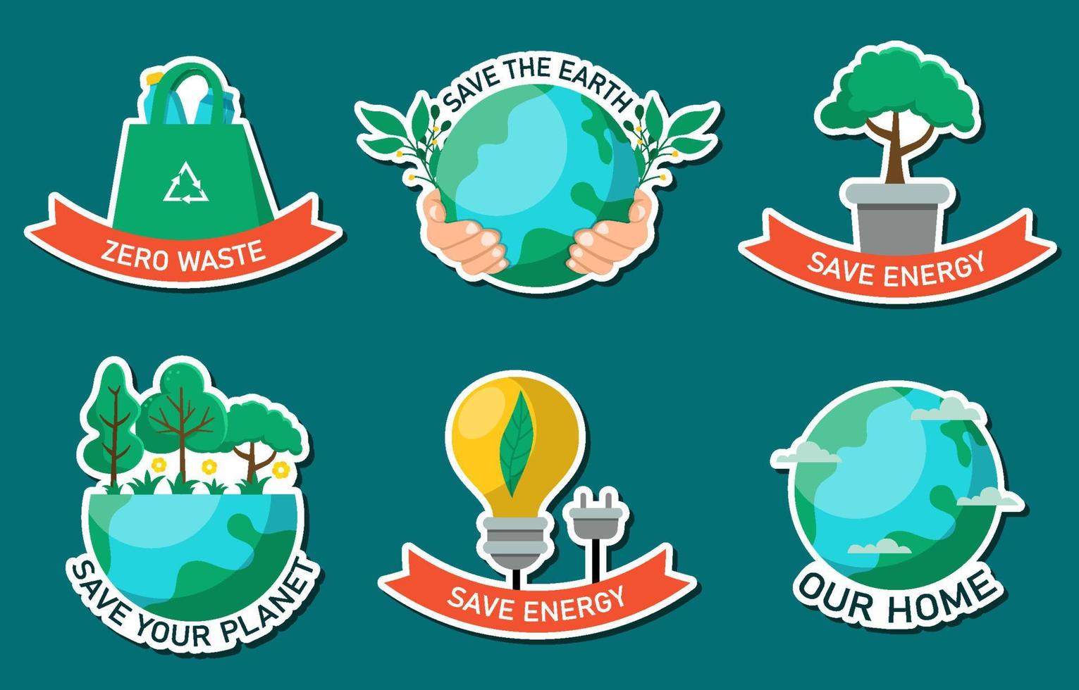 World Environment Sticker Set vector