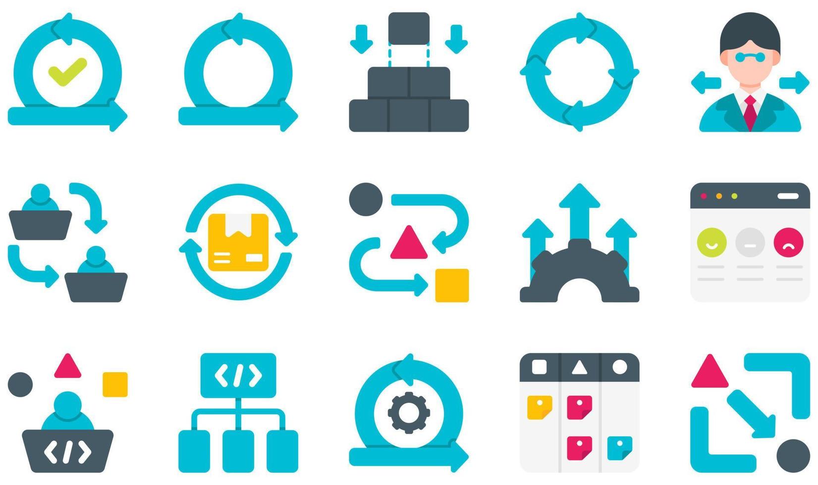 Set of Vector Icons Related to Agile. Contains such Icons as Acceptance, Agile, Continuous, Decision Making, Delivery, Development and more.