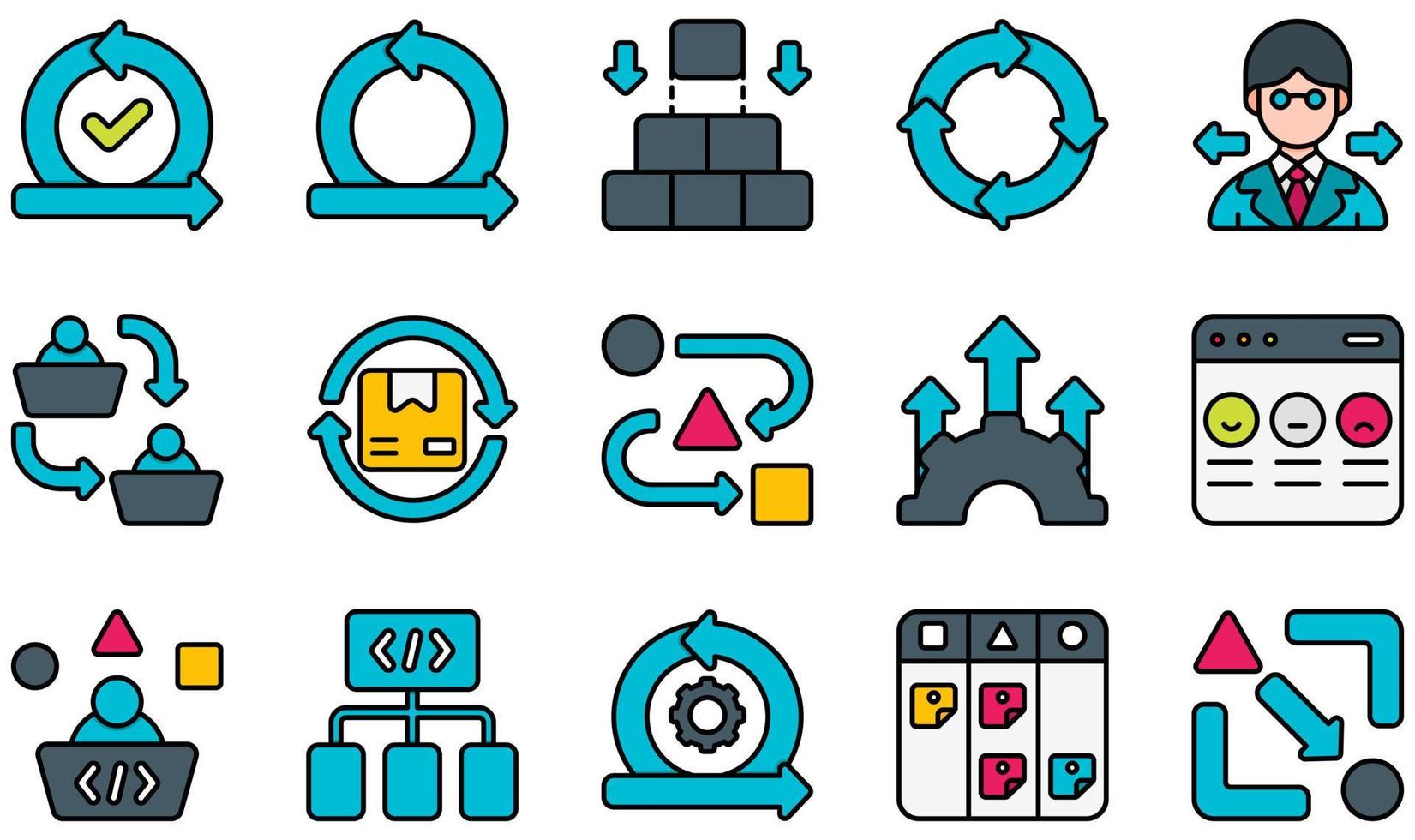 Set of Vector Icons Related to Agile. Contains such Icons as Acceptance, Agile, Continuous, Decision Making, Delivery, Development and more.