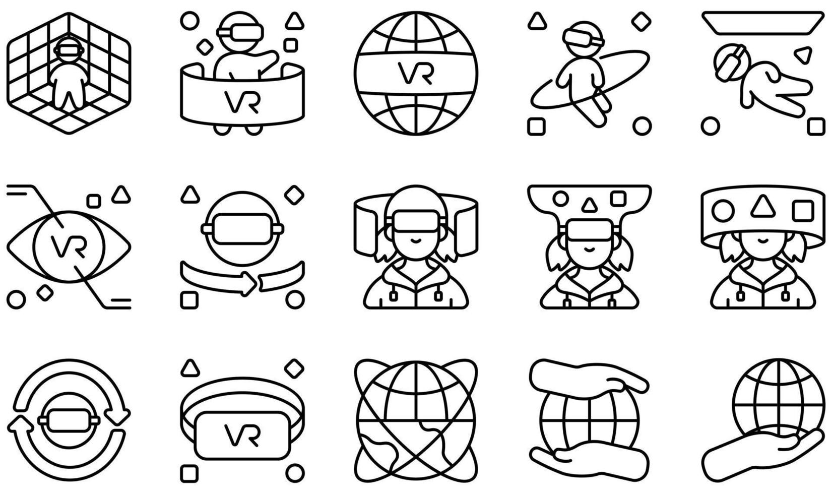 Set of Vector Icons Related to Metaverse. Contains such Icons as Space, Virtual Reality, Virtual Space, Vision, Vr, Vr Glasses and more.