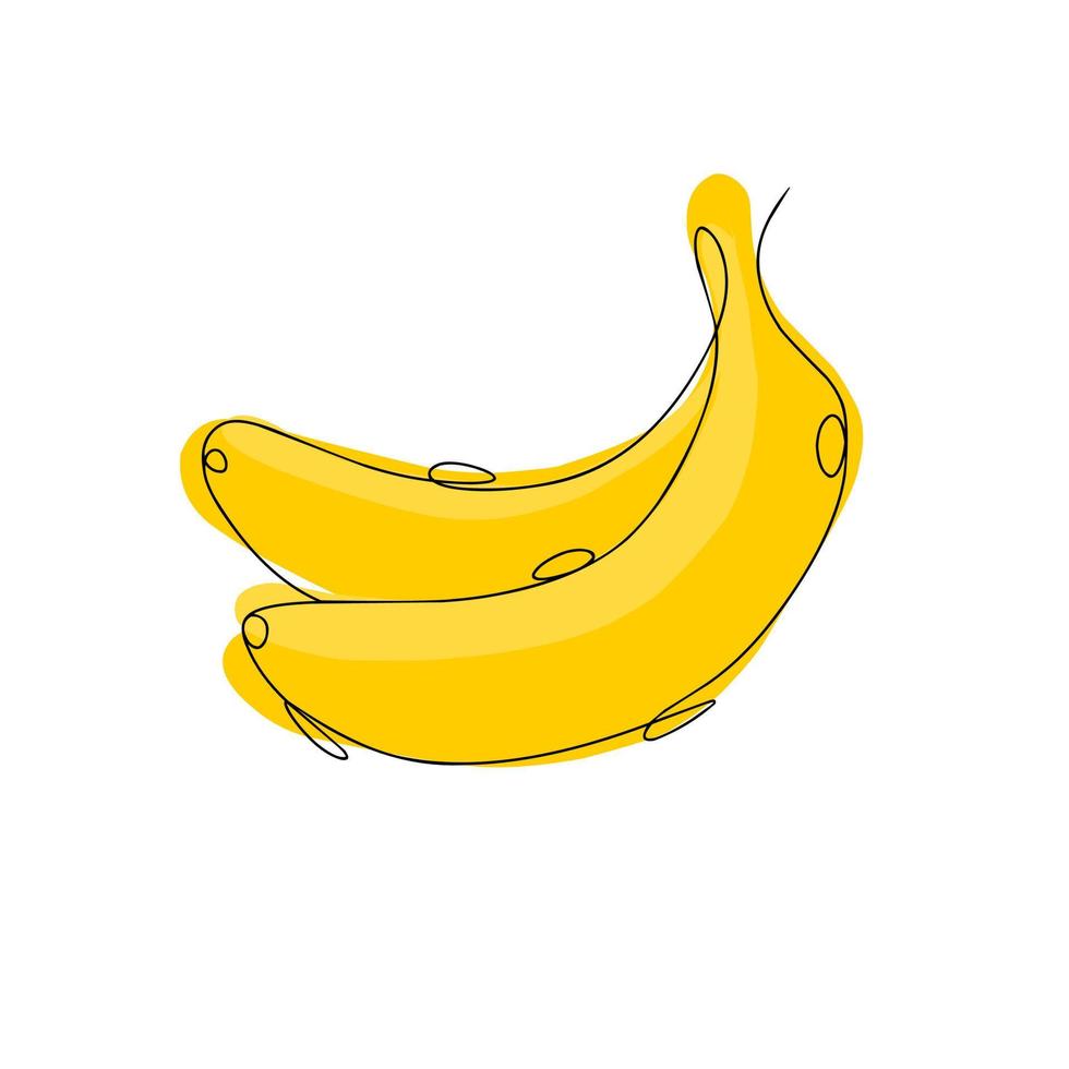 ilustración vectorial de un plátano maduro. imagen de plátano amarillo con una línea continua. diseño de arte lineal. vector