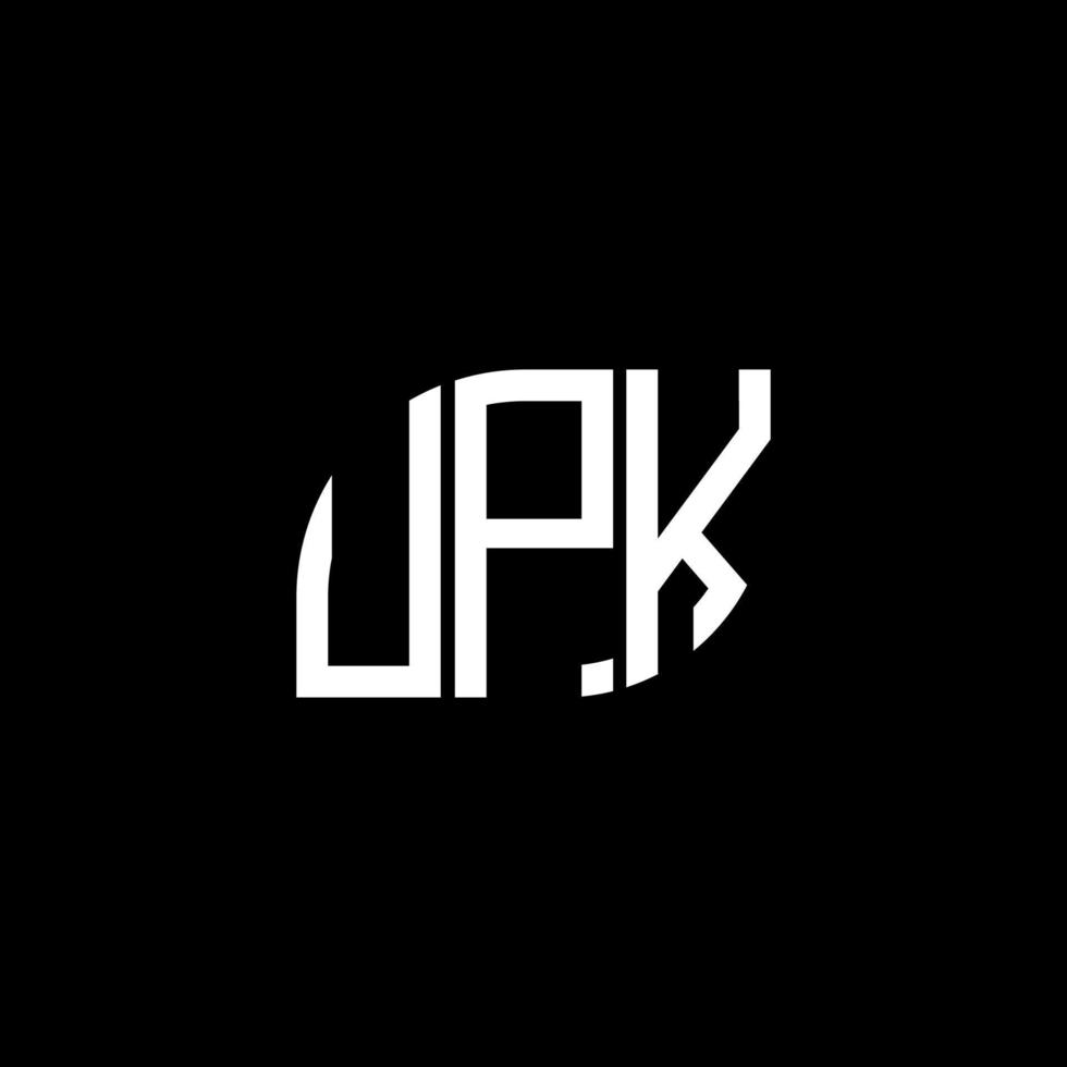 . concepto de logotipo de letra de iniciales creativas upk. diseño de letras upk. diseño de logotipo de letras upk sobre fondo negro. concepto de logotipo de letra de iniciales creativas upk. diseño de letras upk. vector