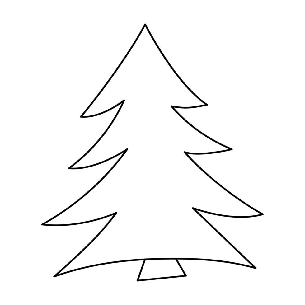 abeto vectorial en blanco y negro. ilustración de contorno de planta de hoja perenne de bosque o bosque. icono de arte de línea de árbol de navidad. vector