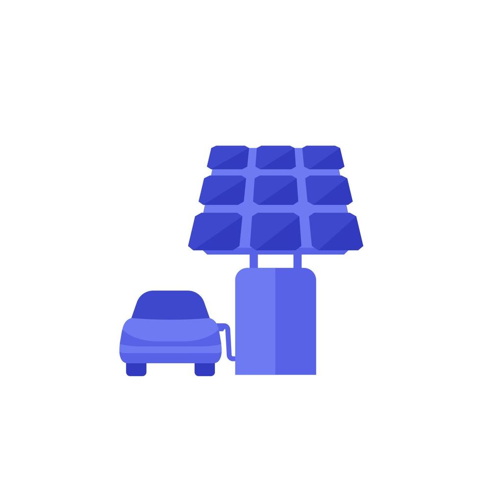 charging station for electric cars with solar panel, vector icon