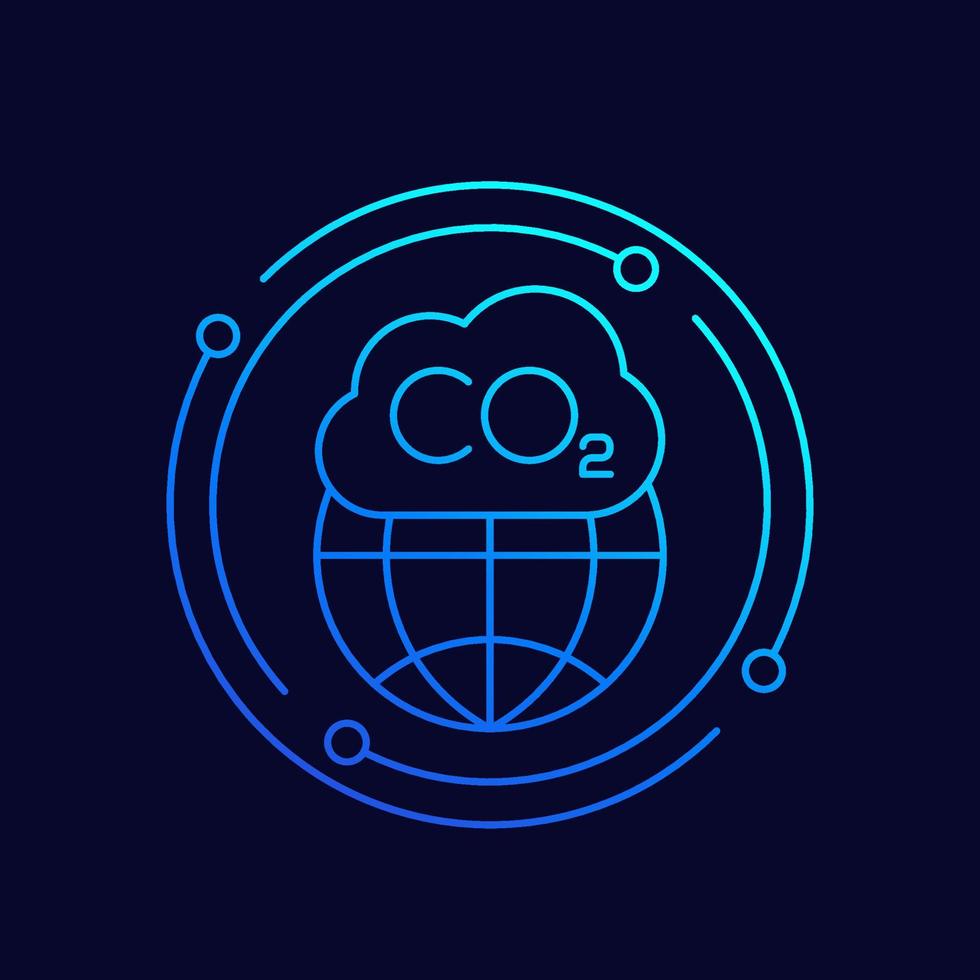 co2 gas, carbon dioxide pollution line vector icon
