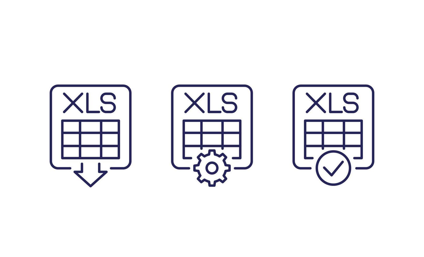 download xls document line icons on white vector