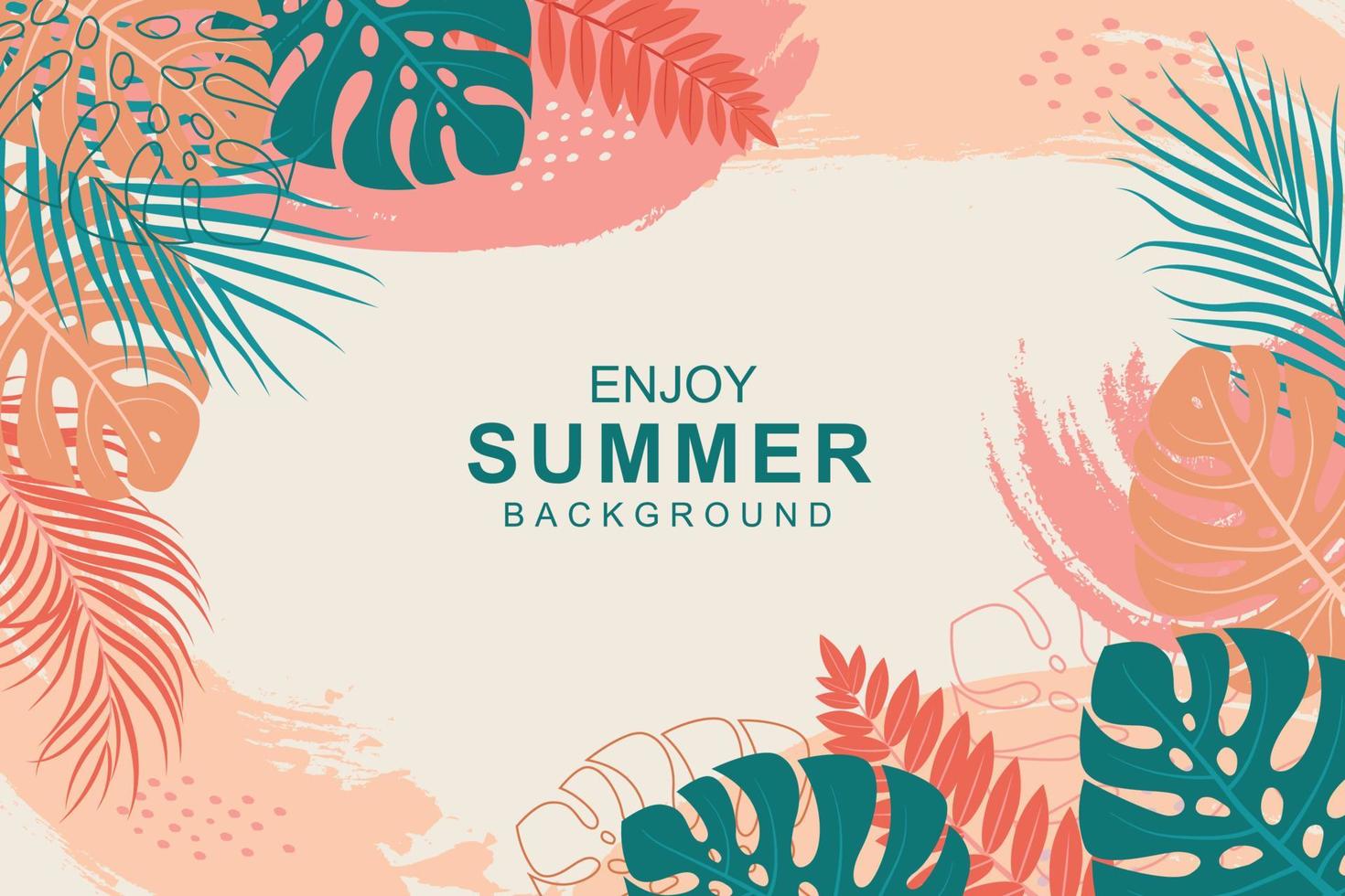 Beautiful hand drawn tropical summer background vector