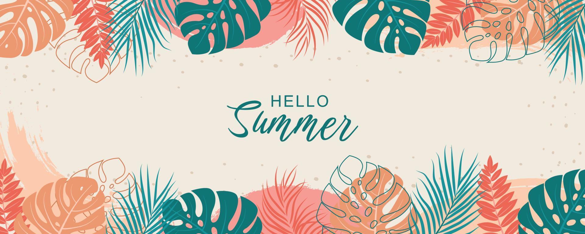 Beautiful hand drawn tropical summer background vector