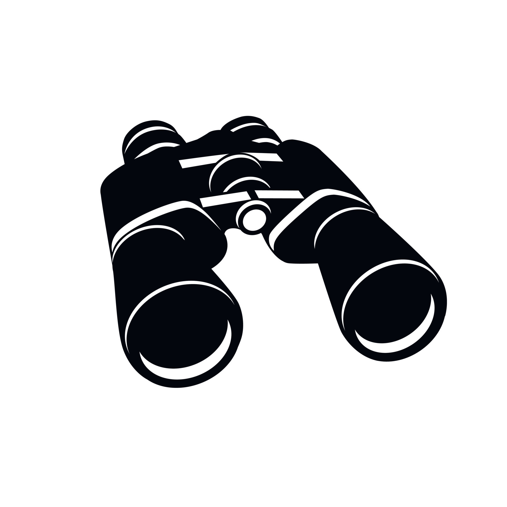 Binoculars isolated on a white background. Silhouette of black