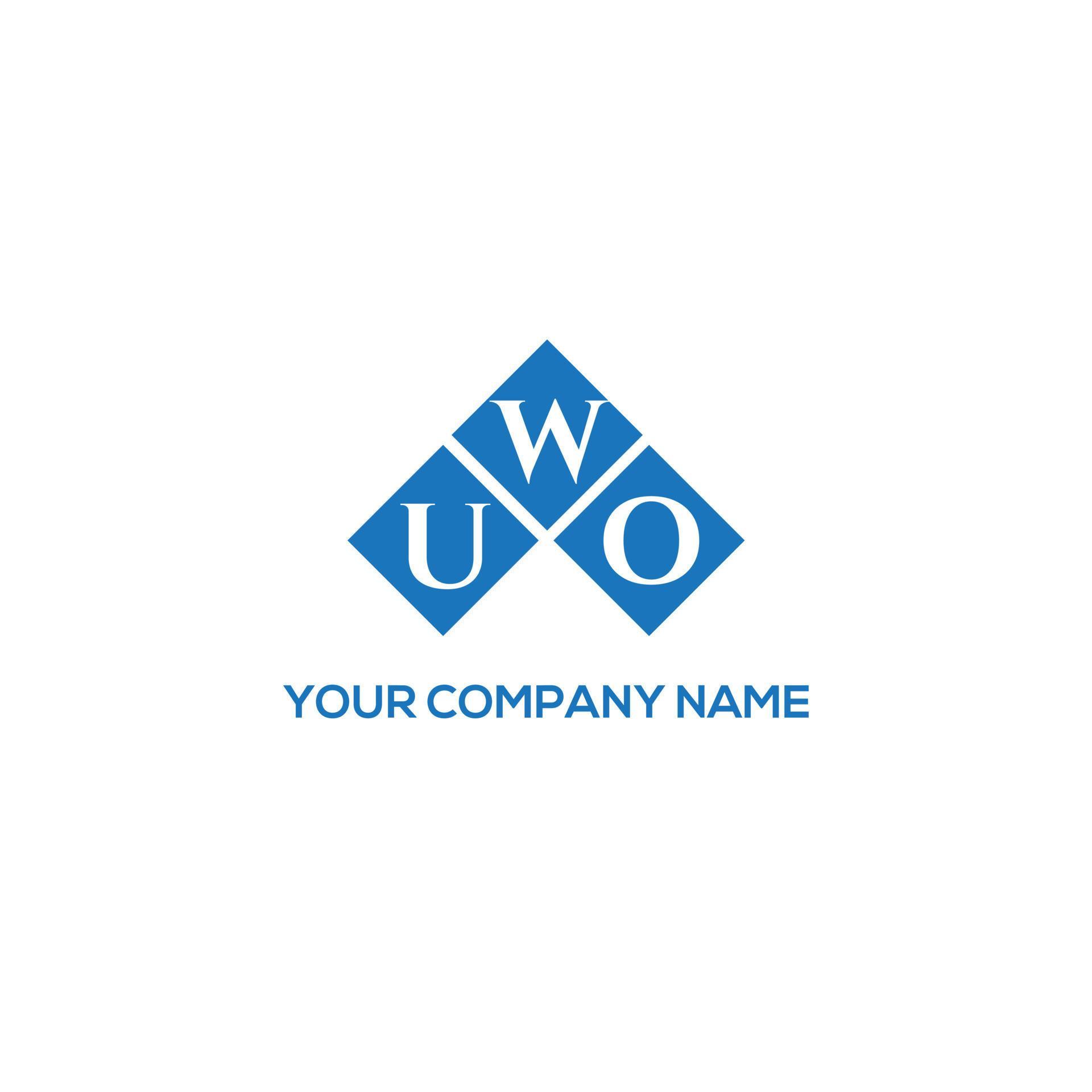 UWO letter logo design on white background. UWO creative initials