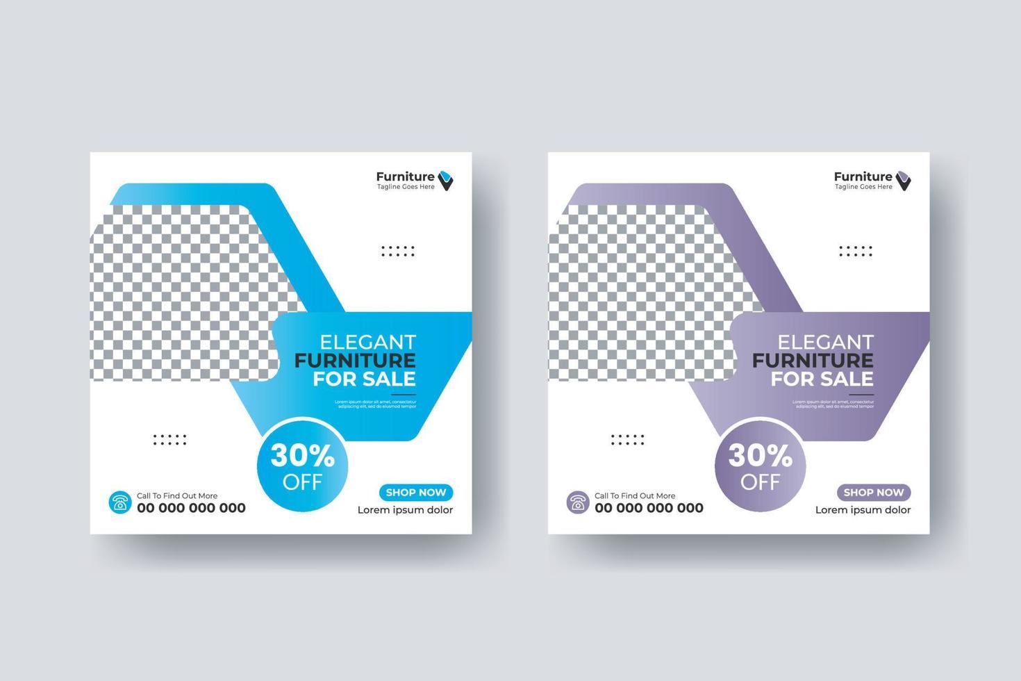 Furniture sale business social media post square flyer banner template design vector