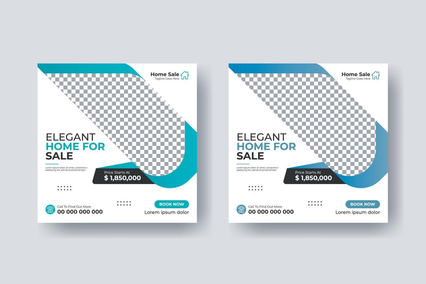 Real estate social media post square flyer template design vector