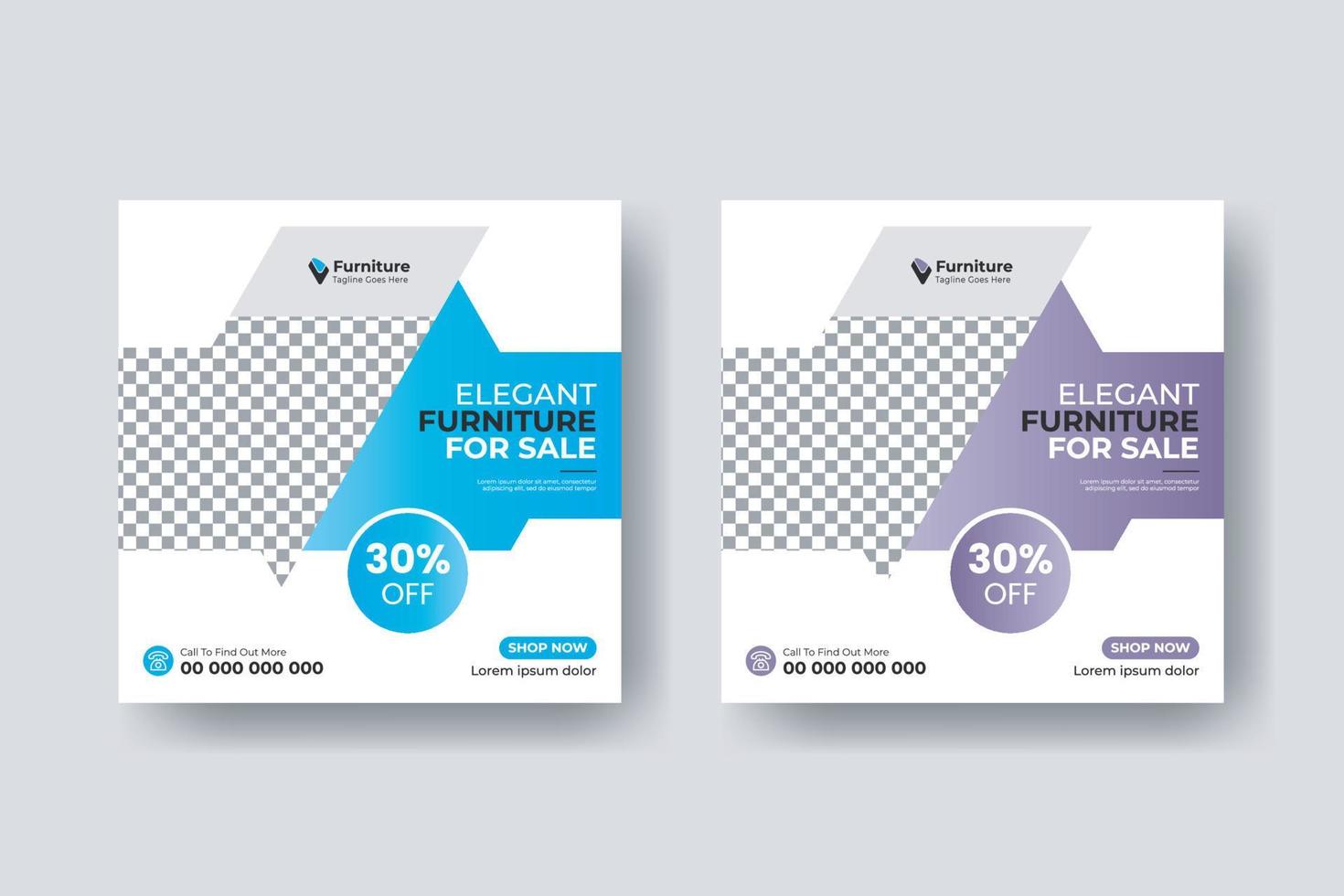 Furniture sale business social media post square flyer banner template design vector