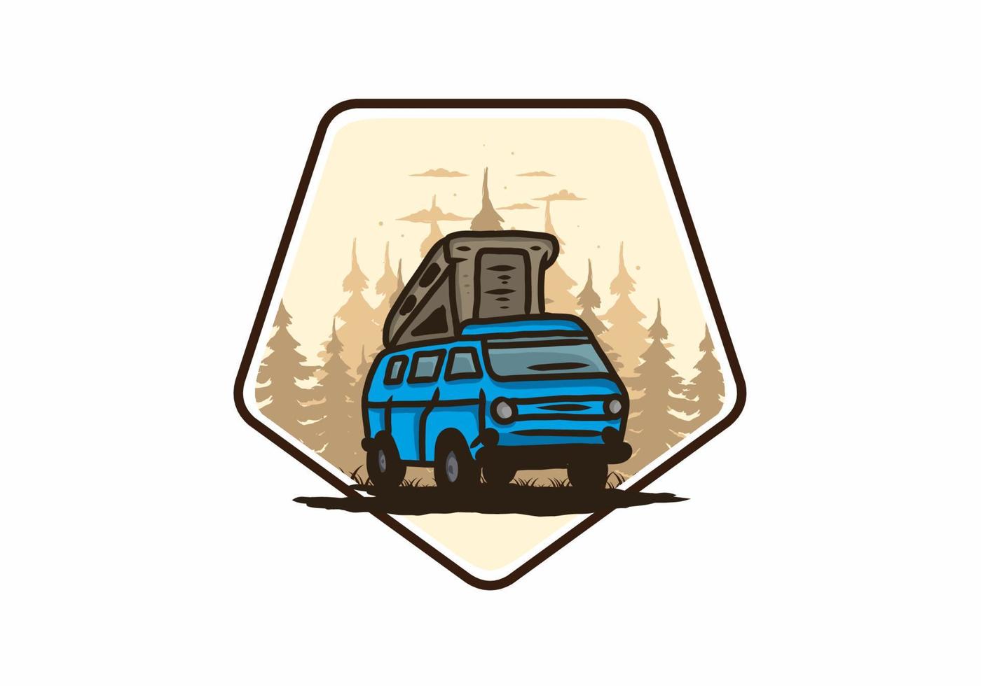 furgoneta de camping en la ilustración de la selva vector