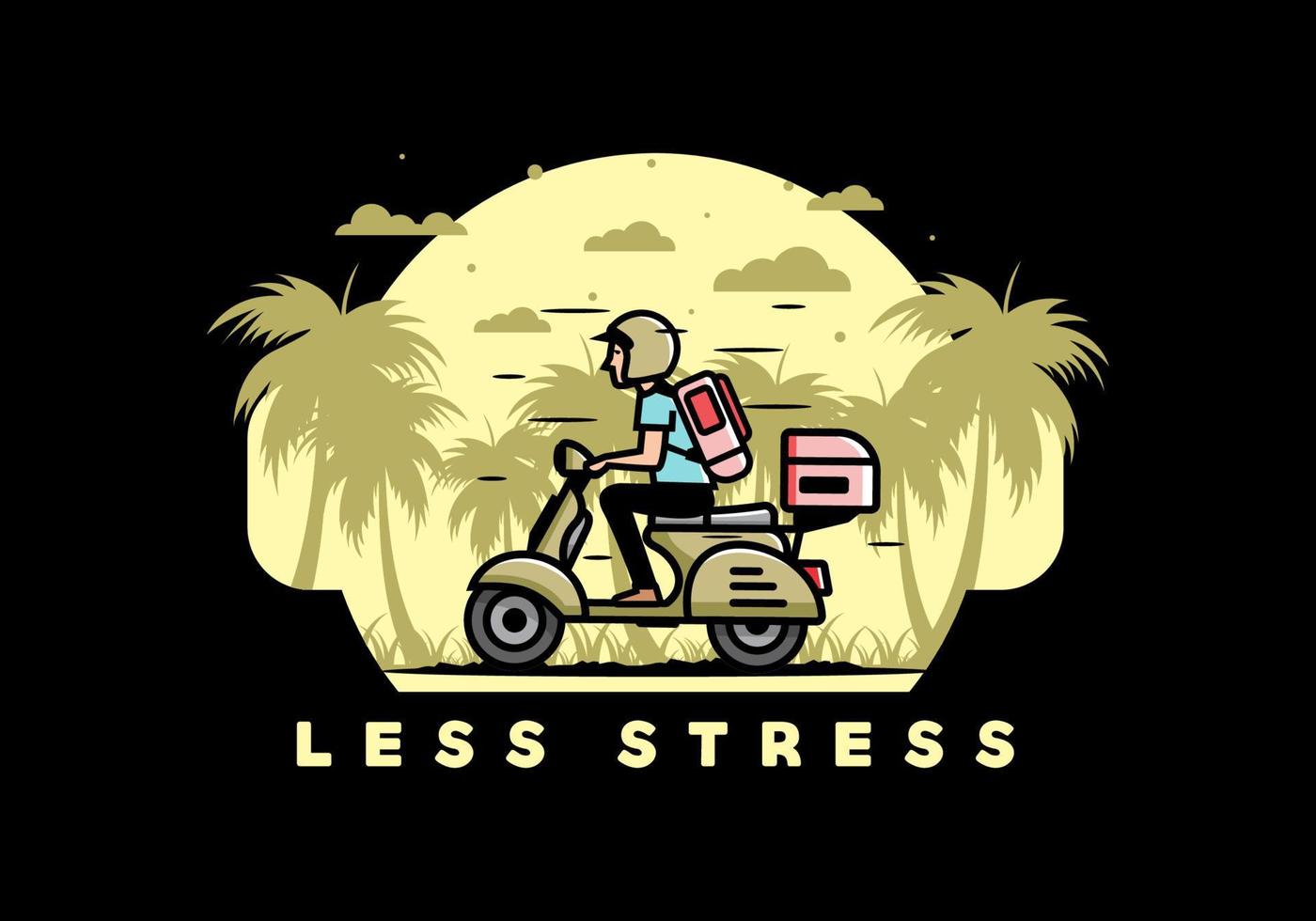 Man goes on vacation riding scooter illustration vector
