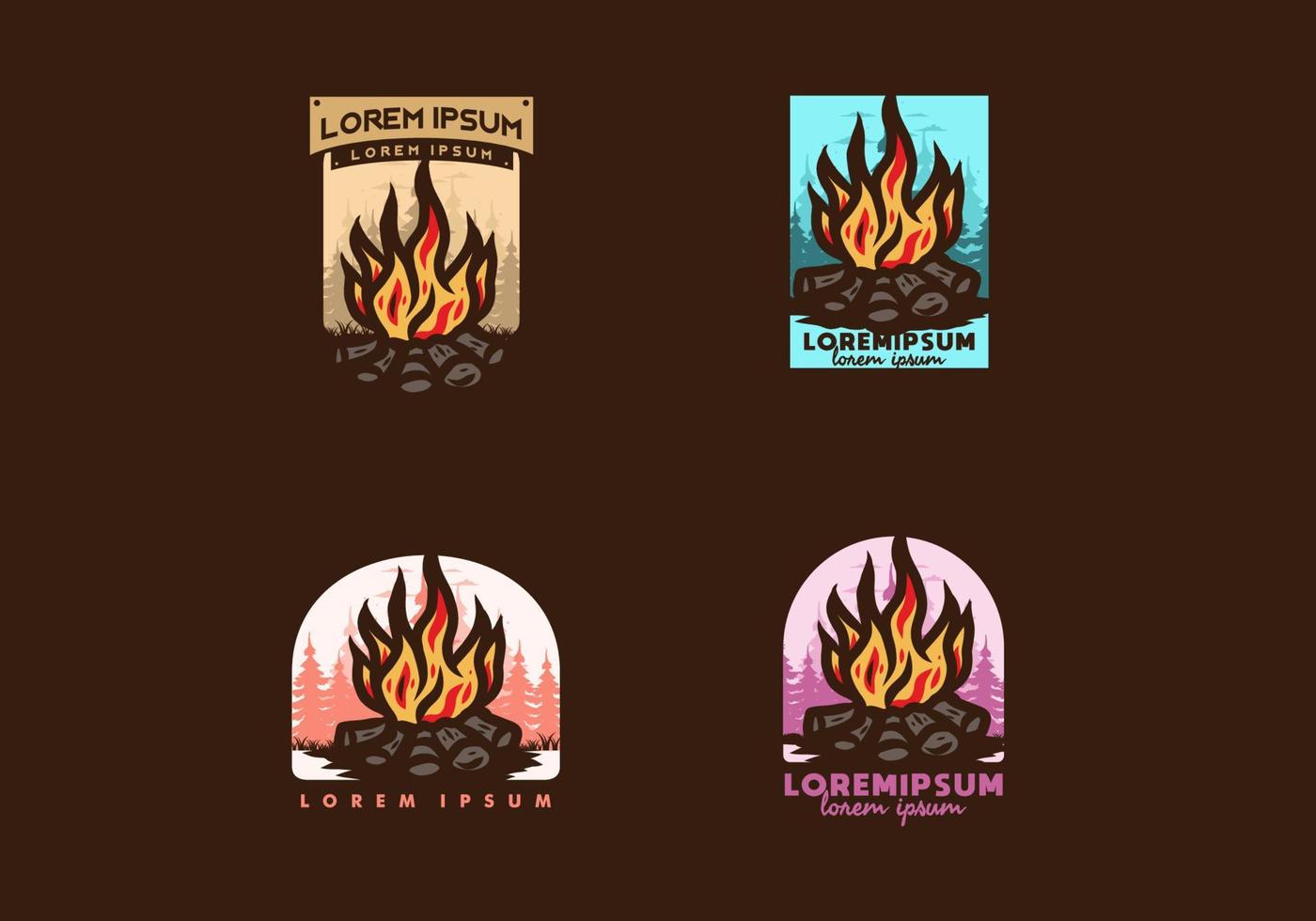Bonfire in the jungle badge illustration vector