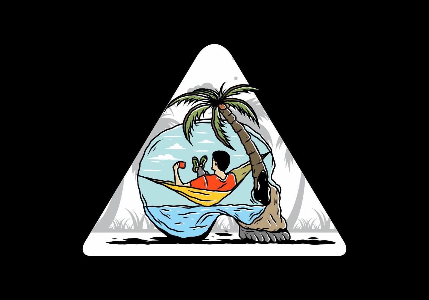 Man on hammock in skull shape illustration vector