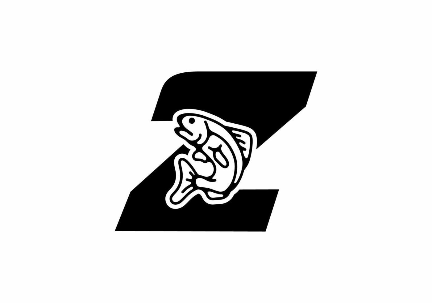 Z initial letter with fish vector