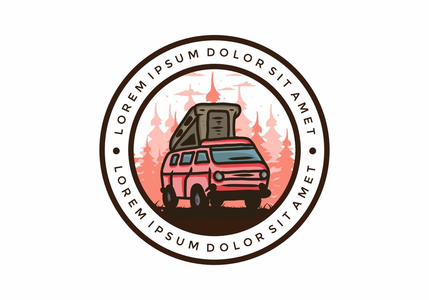 Camping van in the jungle illustration vector