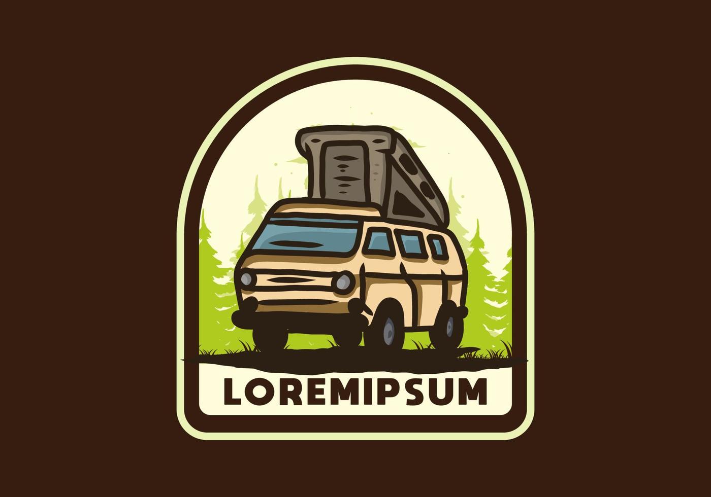 Camping van in the jungle illustration vector