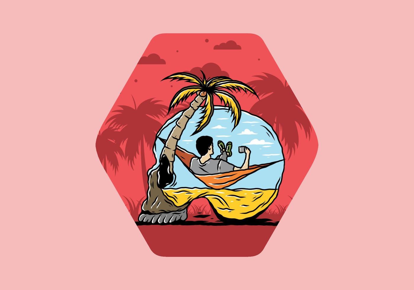 Man on hammock in skull shape illustration vector