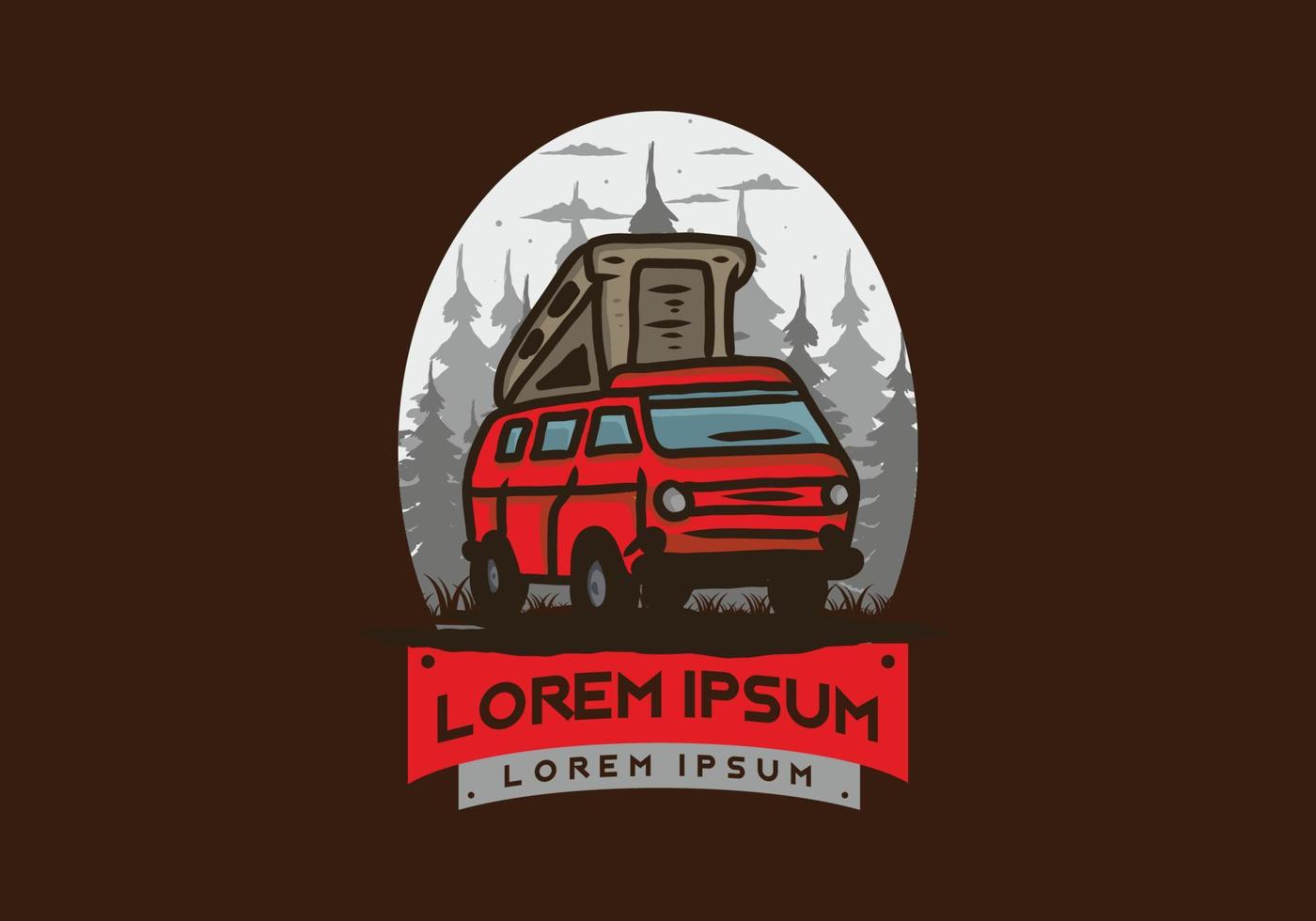 Camping van in the jungle illustration vector
