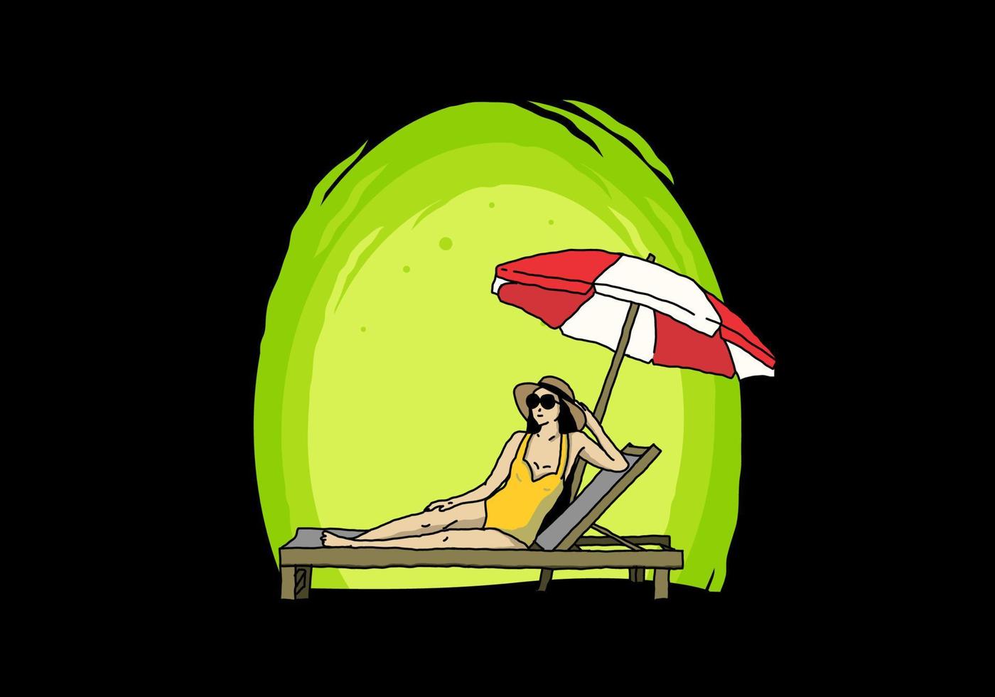 Relax on the beach chair under the umbrella illustration vector