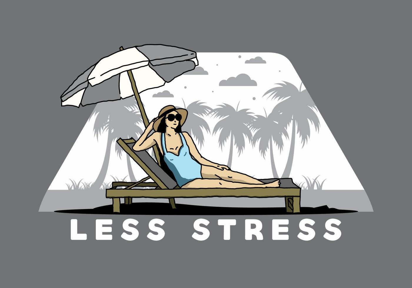 Relax on the beach chair under the umbrella illustration vector