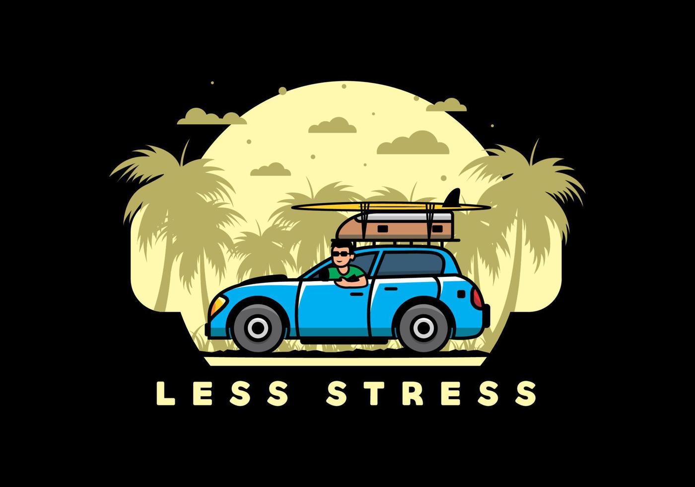 illustration of a man riding a car for vacation vector