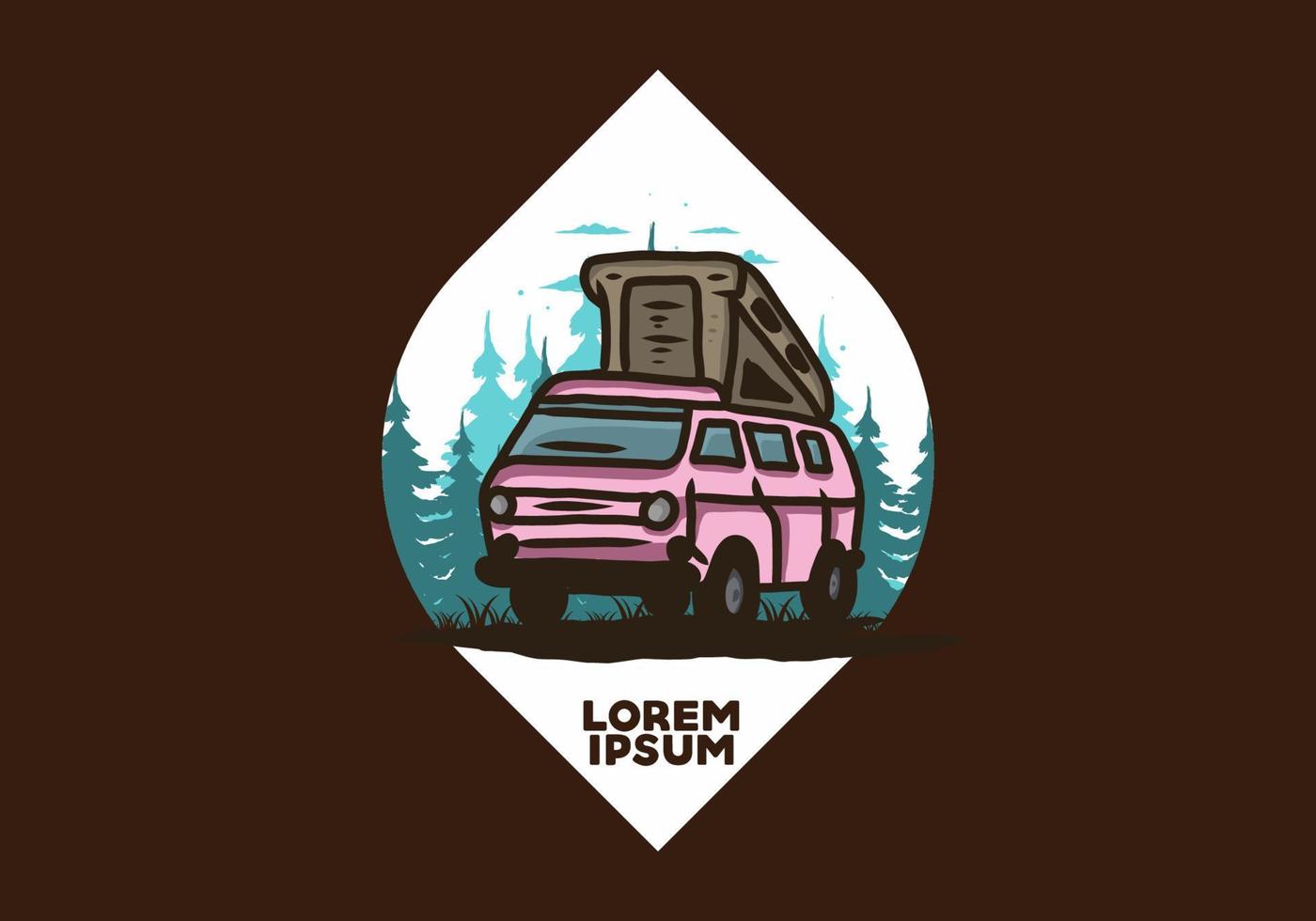 Camping van in the jungle illustration vector