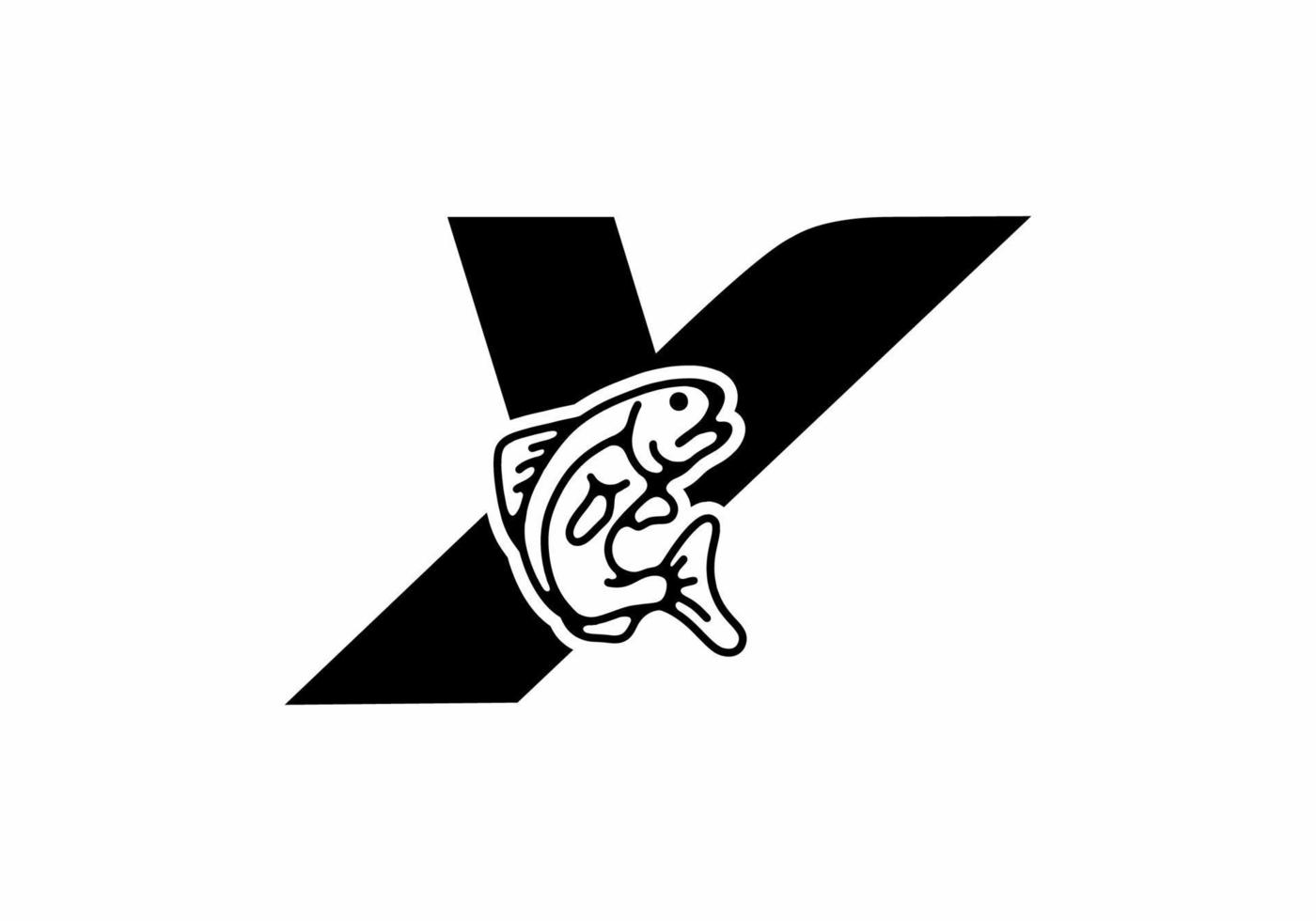 Y initial letter with fish vector