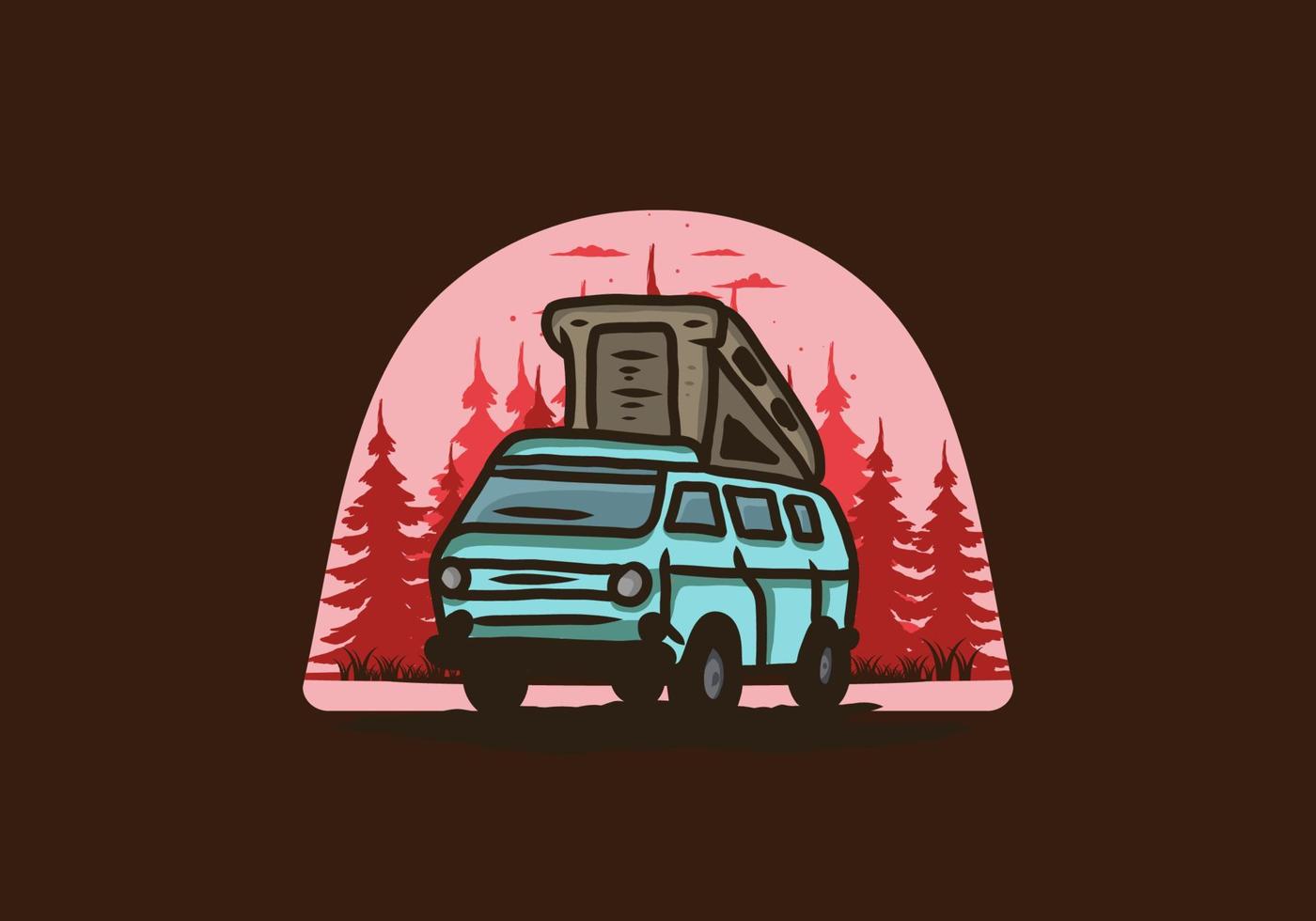 furgoneta de camping en la ilustración de la selva vector