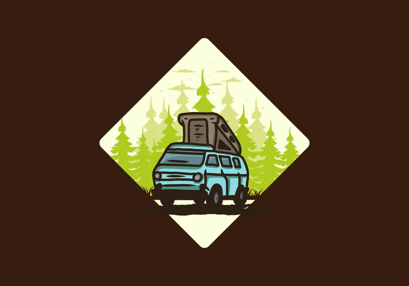 furgoneta de camping en la ilustración de la selva vector