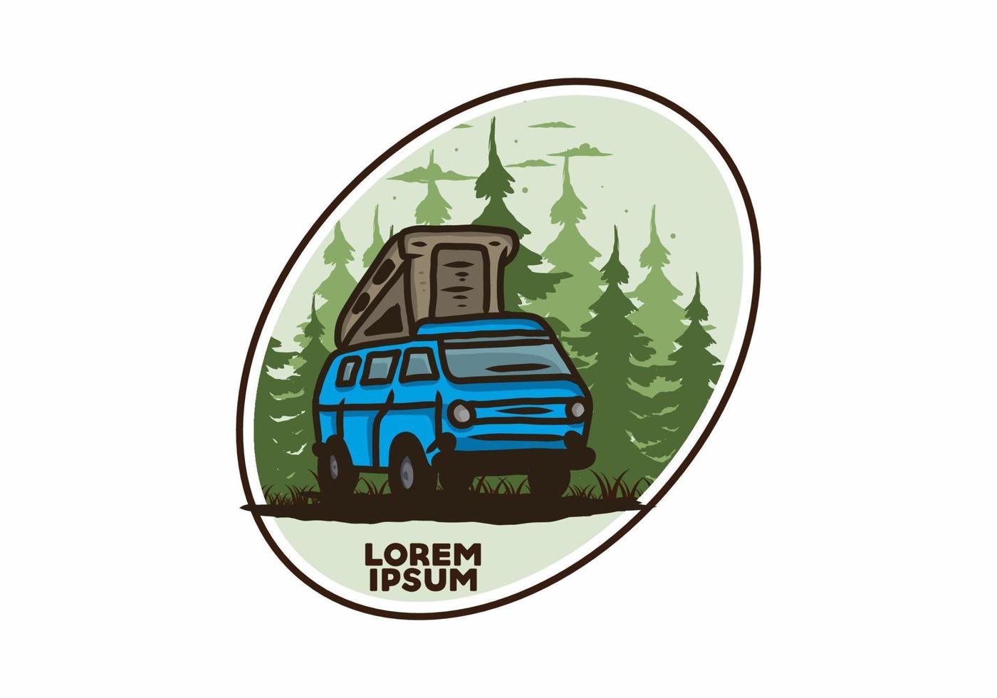 Camping van in the jungle illustration vector