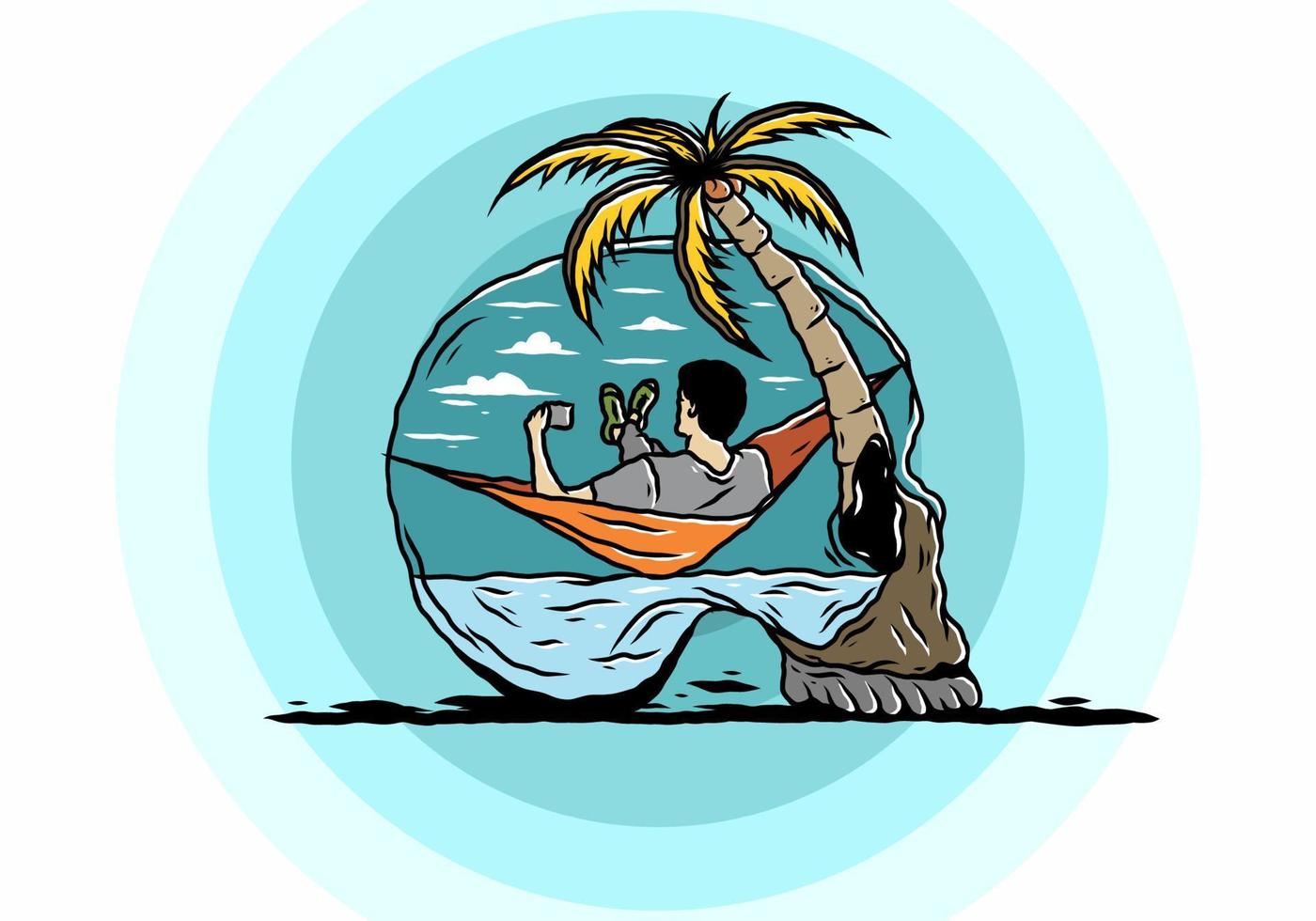 Man on hammock in skull shape illustration vector