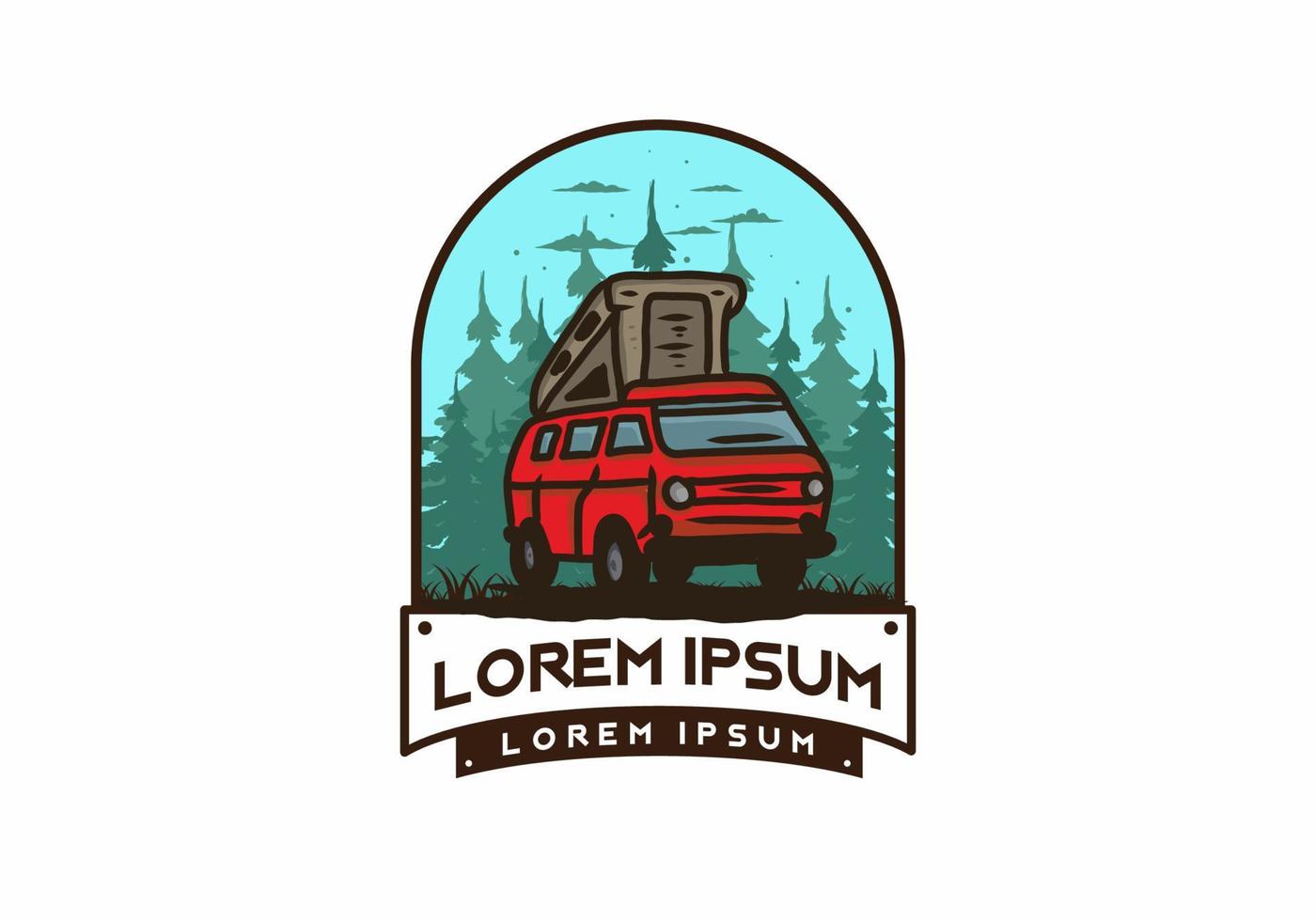Camping van in the jungle illustration vector