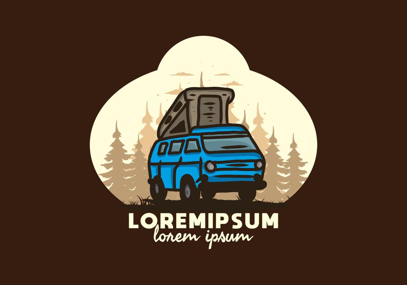 Camping van in the jungle illustration vector