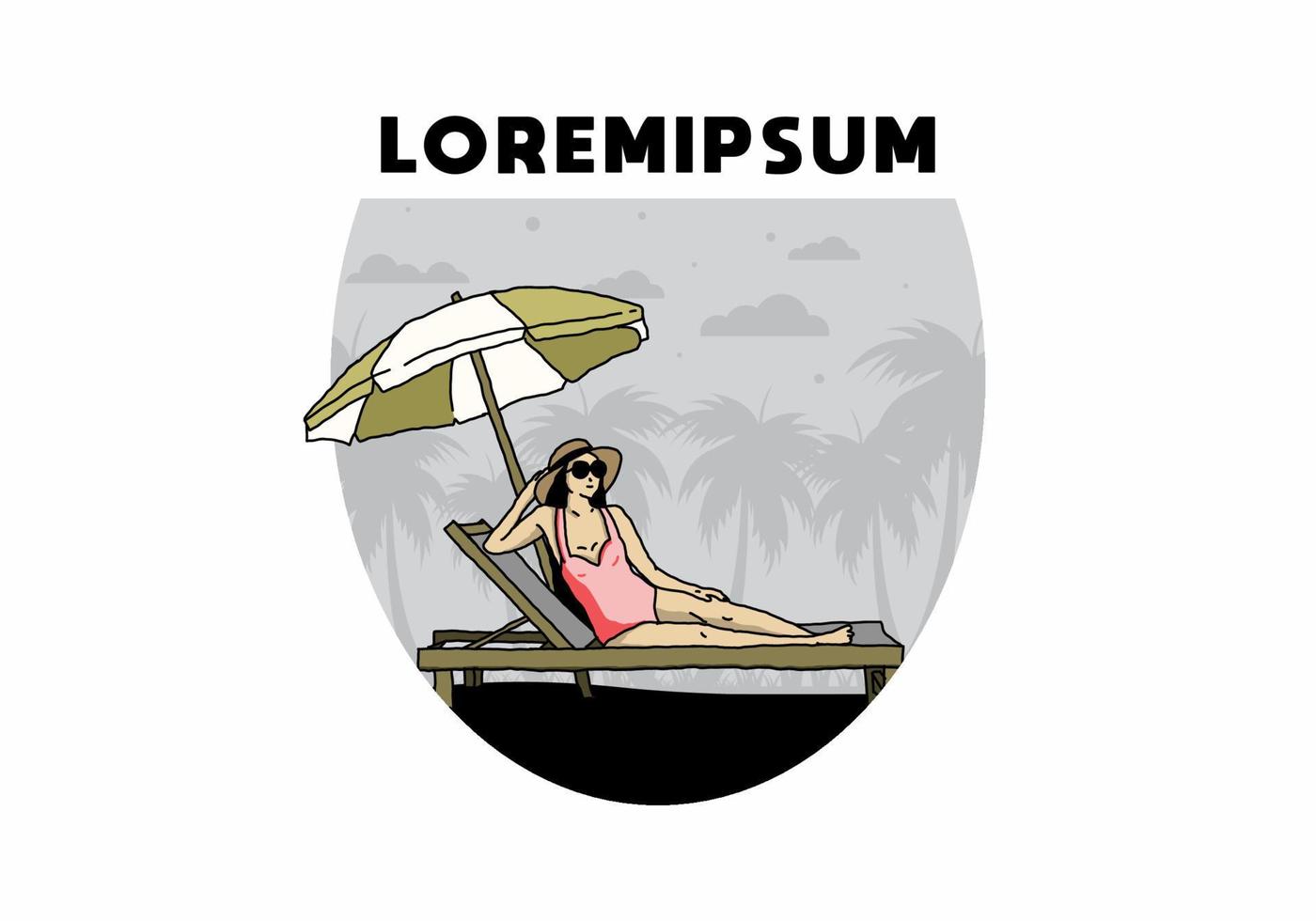 Relax on the beach chair under the umbrella illustration vector