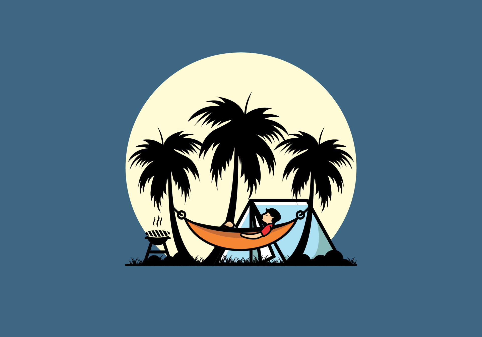 Tent and hammock with coconut trees illustration 7899103 Vector Art at  Vecteezy
