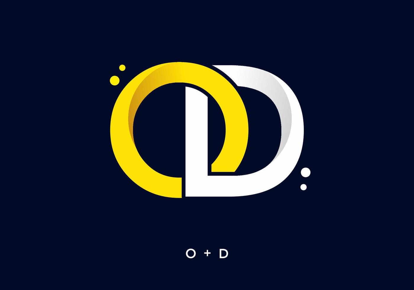 Yellow and white color of OD initial letter vector