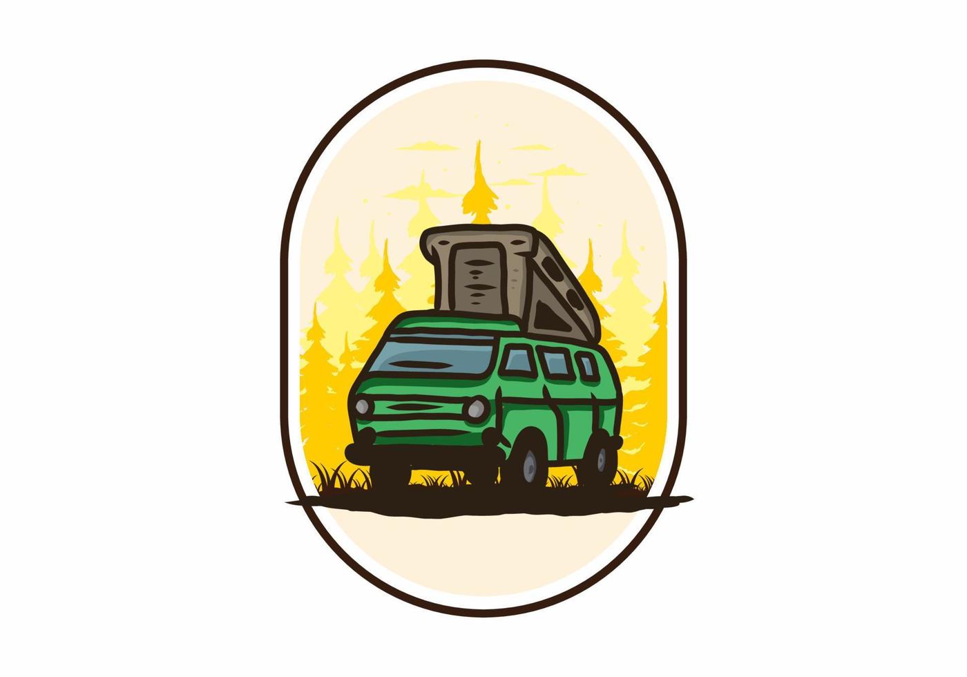 Camping van in the jungle illustration vector