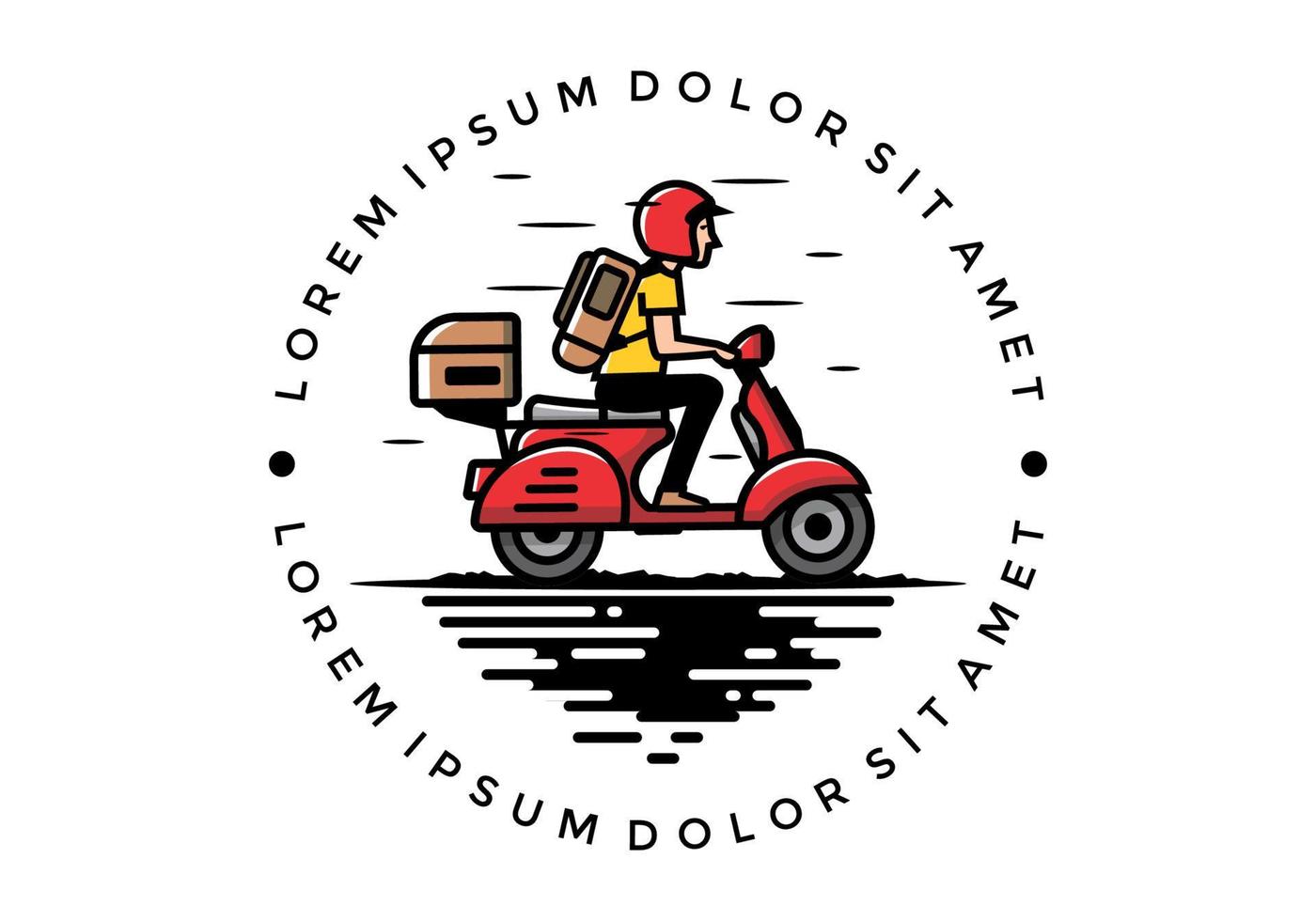Man goes on vacation riding scooter illustration vector