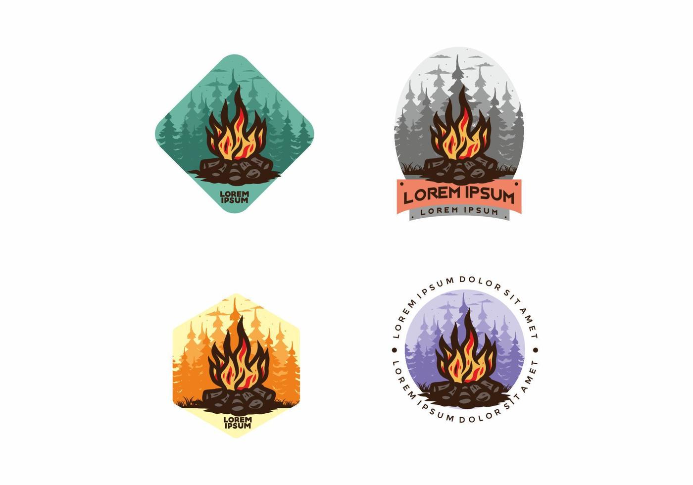 Bonfire in the jungle badge illustration vector