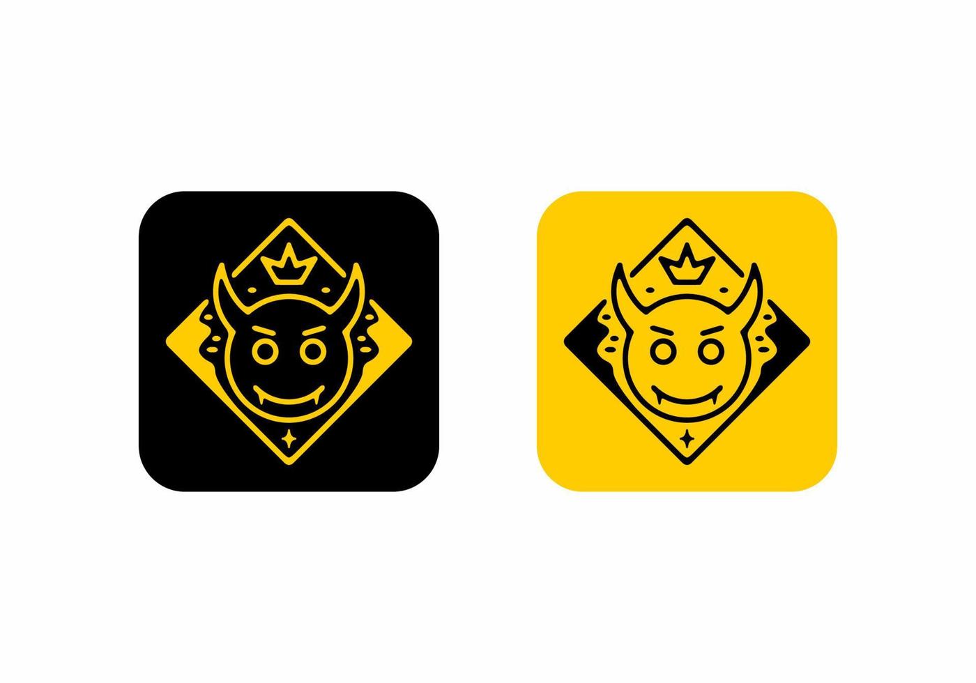 Yellow and black color of devil head icon vector