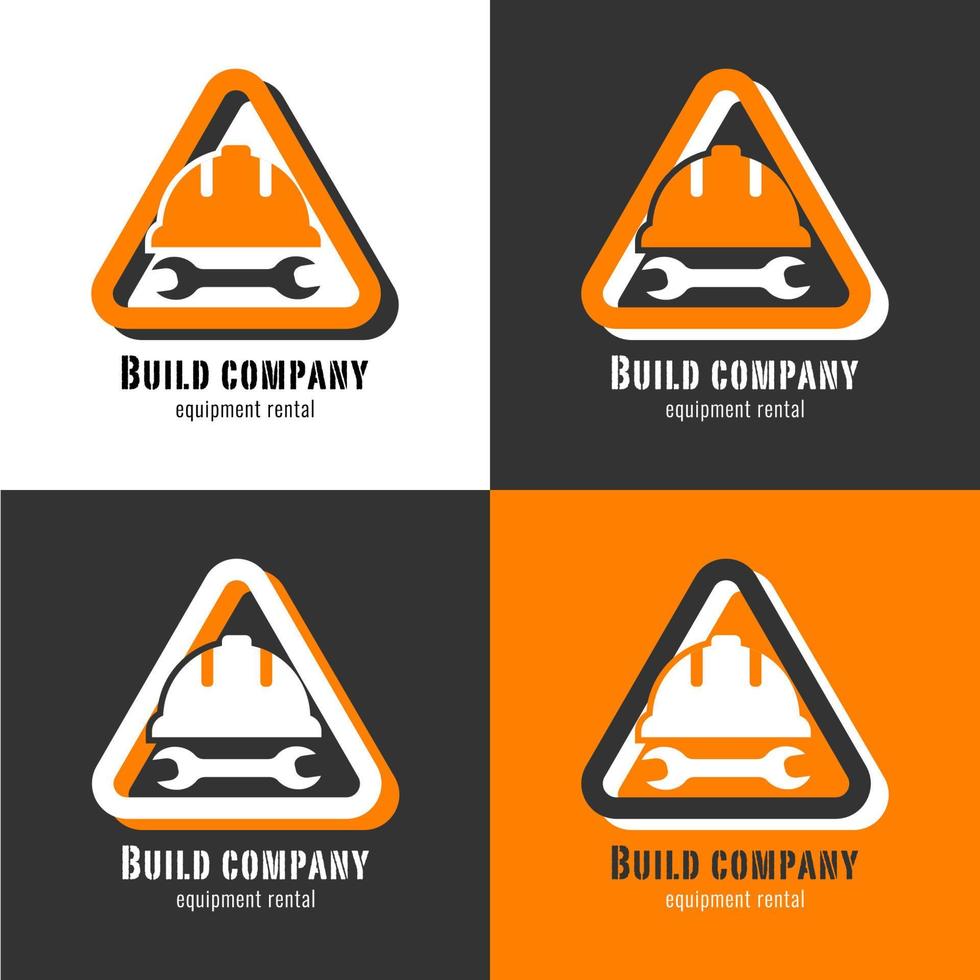 Protective helmet logo. Construction company logo. Spanner with safety