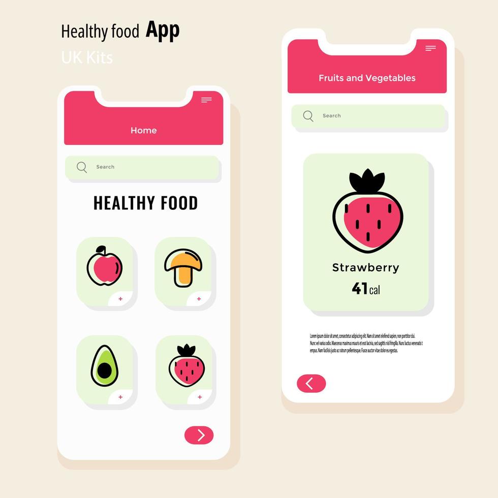 icono de comida en pantallas de aplicaciones móviles, diseño de plantilla de banner. calculadora de calorias ilustración plana vectorial. vector